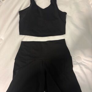 Yogalicious Black Crop Top and High-Waisted Shorts Set